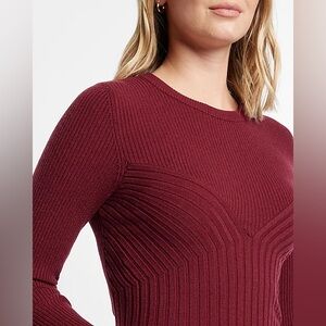 EXPRESS Ribbed Sculpted Sweater – Berry Red (S)